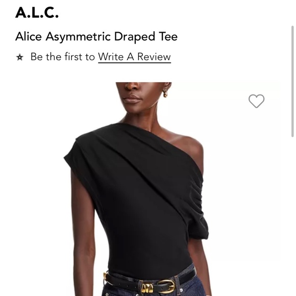 ALC Alice Asymmetric Draped Tee, XS - Picture 1 of 5